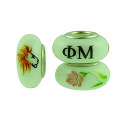 Phi Mu Sorority Hand Painted Fenton Glass Bead