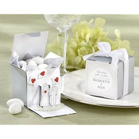 "An Outstanding Couple!" Bride and Groom 3-D Pop-Up Favor Box (Set of 24, Can be Personalized) - Baby Shower Gifts & Wedding Favors