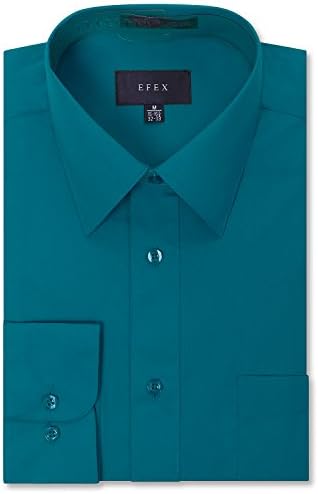 EFEX Mens Regular Modern Fit Long Sleeve Dress Shirt TEAL 16-16.5" Neck 32-33" Sleeve (L)
