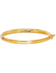 14K Real Yellow Gold Children Baby Kids Bangle Bracelet 5.5"