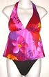 Juniors Tankini Top/Bow Side Modified Bottom Swimsuit - Pink Floral