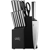 Ginsu 05253 Koden Series Serrated Stainless Steel Ever Sharp 14-Piece Block Cutlery Set, Black