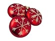 Set of 3 Snowfall Valley Shatterproof Red Disc Snowflake Christmas Ornaments 4"