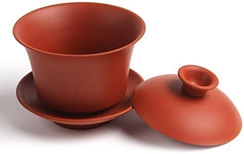 Artpot Purple Clay Gaiwan Tea Cup Gongfu Teacup Famous Chinese Yi Xing Purple Clay Gaiwan Tea Cup "Sancai" Cup 150ml Red by Artpot