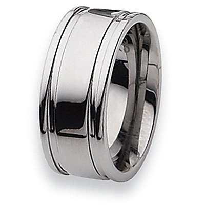 Grooved Polished Tungsten Carbide Ring (10.0 mm) - Sizes 8-14