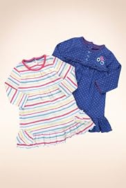 2 Pack - Pure Cotton Round Neck Spotted & Striped Dresses [T78-8630N-Z]