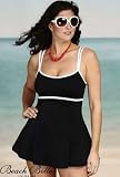 Beach Belle Domino Empire Swimdress Swimsuit - Plus Size Swimwear Plus Size Swimsuits