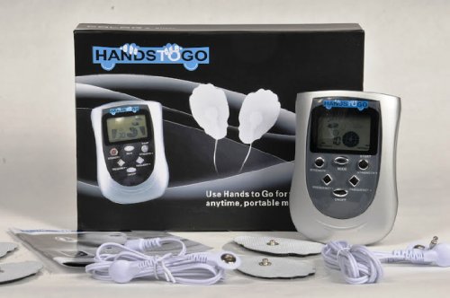 Portable powerful electric massager by frequent traveler and wrestling ring announcer Justin Roberts has been tested and approved by numerous professional athletes who have tried all sorts of similar devices and have concluded this is the absolute best. Feedback has been overwhelming from Amazon users as well. Very lightweight, belt clip and lack of plugs make this device easy to travel with. 6 modes are completely customizable with the ability to adjust frequency of pulses and strength from light to very strong, powered by 2 (included) AAA batteries. This massager contracts and releases muscles to help the blood flow. Cramps, spasms and aches are typically caused by lack of blood flow. Now with HandsToGo you can have a massage whenever and wherever you need it!