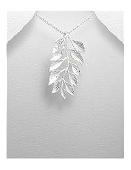 Leaf Pendant Necklace In 92.5 Sterling Silver