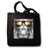 Bigfoot In Shades Bigfoot or Sasquatch is pictured in style wearing sunglasses - Black Tote Bag 14w X 14h X 3d