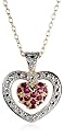 18k Gold Overlay Sterling Silver Ruby and Diamond-Accent Heart Pendant, 18"