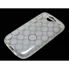 NowKin Handy Tasche Case H�lle Silikon Gel / TPU Schutzh�lle f�r HTC G5 Nexus one in klar wei� / Clear White, Circles / Kreise Muster