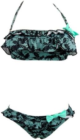 Marina West Women's Ruffled Patterned Halter Bikini Set Swimsuit Size - Small,Color - Mint