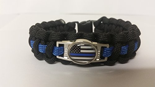 Thin Blue Line Paracord Survival Bracelet with Thin Blue Line American Flag Charm By Bostonred2010 (9)