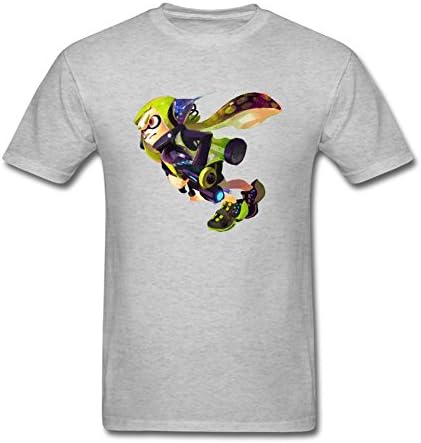 Liwon Splatoon Gatling guns Short Sleeve Tshirts for Man Grey XL