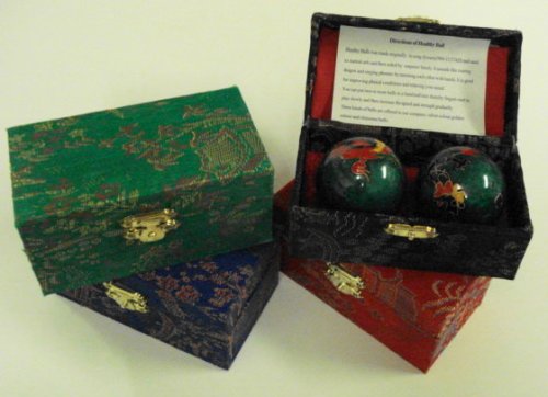 Chinese Healthy Balls #G895(green with Phoenix Bird and Dragon)