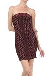 Sexy Strapless Nylon/Spandex/Knit Chevron Print Bodycon Dress/Club Dress/Party Dress 
