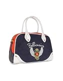 Billionaire Navy Blue Embroidered Logo Bowler Handbag