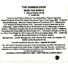 Burn This Bridge + Audio Bio CD Single by The Dambuilders (Audio CD - 1997)