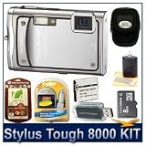 Olympus Stylus Tough 8000 12MP 2.7 LCD Digital Camera (Silver) Sensible Mega Bundle