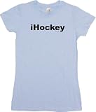iHockey Women's Tee Shirt Medium-Light Blue Babydoll (petite fit)