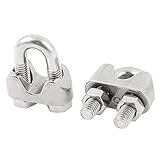 uxcell 5mm ステンレス鋼 シングル サドル ワイヤー ロープ クリップ ケーブル クランプ 2個