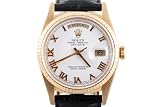 Rolex Mens Yellow Gold President White Dial Fluted Bezel