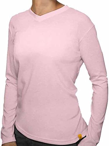 Womens Smarter Performance Pink Longsleeve V-Med
