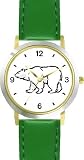 Polar Bear Animal - WATCHBUDDY&reg; DELUXE TWO-TONE THEME WATCH - Arabic Numbers - Green Leather Strap-Women's Size-Small
