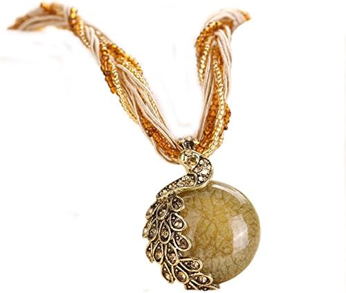 Bohemian Colorful Women Beads And Natural Stone Peacock Pendant Necklace With Multilayer Chain Turkish Jewelry (color 8)