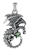 Dragon Pendant with Peridot Crystal - Stainless Steel - 2'' Height