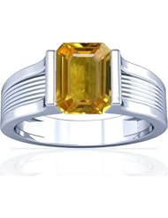 14K White Gold Emerald Cut Yellow Sapphire Solitaire Ring