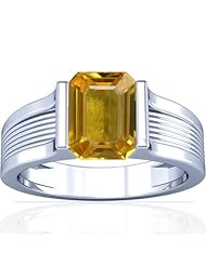 Platinum Emerald Cut Yellow Sapphire Solitaire Ring