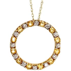 10k White Gold 18 Chain and 11 16 (18mm) tall Circle of Life Pendant, w Round... by Sabrina Silver