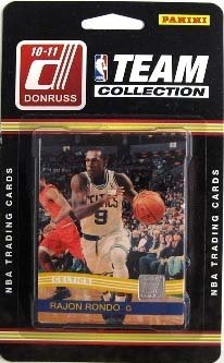 2010 / 2011 Boston Celtics Panini Donruss Basketball Factory Sealed 11 Card Team Set. Players Included Are Rajon Rondo, Kevin Garnett, Shaquille O'Neal, Ray Allen, Paul Pierce, Kendrick Perkins, Nate Robinson, Jermaine O'Neal, Avery Bradley, Luke Harangody and a Team Checklist Card.
