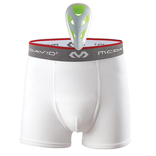 McDavid Boxer Brief with FlexCup, Peewee Large, White