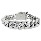 Gent's Sterling Silver 5/8" (16 mm) Wide, Graduated Cuban (Curb) Link Bracelet, in 8", 8 1/2" & 9"