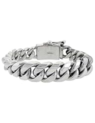 Sterling Silver Graduated Cuban Curb Link Bracelet 5/8 inch wide, sizes 8, 8.5 & 9 inch