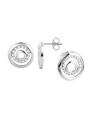 Sterling Silver Round Shape Clear CZ Post Back Findings 12mm Circles Stud Earring and 17mm Pendant Jewelry Set