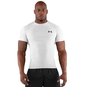 Men's HeatGear® Compression Short Sleeve T-Shirt Tops by Under Armour Extra Large White