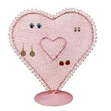 10''h Pink Heart Shape Jewelry Metal Mesh Earring Display / Stand / Organizer ~ Mothers Day Or Birthday Gift