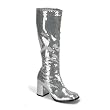Womens Knee Boots 3 Inch Block Heel Sequins Sexy Knee High Silver