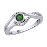 10K White Gold 1/4 ct. Diamond Engagement Ring with Green Center Diamond