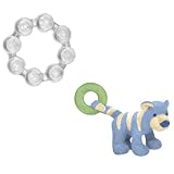 green sprouts Ring Cool Teether and Organic Terry Circus Animal Teether, 3 Months, Tiger