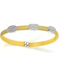 Sterling Silver & Cz 18k Yellow Gold Plated Bangle