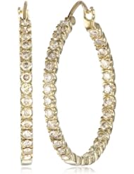 14k Yellow Gold Champagne Diamond Hoop Earrings (3 cttw, I2-I3 Clarity)