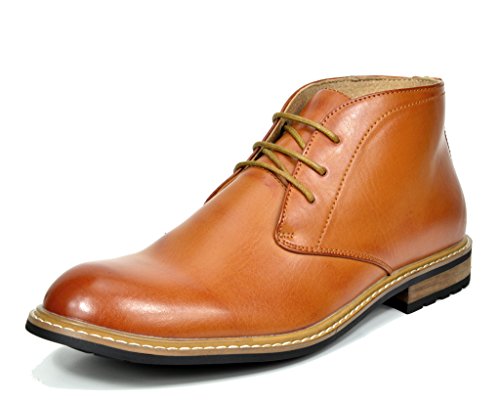 Bruno MARC BERGEN-02 Men's Formal Modern Lace Up Leather Lined Short Ankle Oxford Dress Boots BROWN SIZE 14