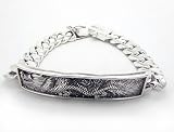 79g Heavy Sterling Silver Antiqued Dragon Center Chain Bracelet