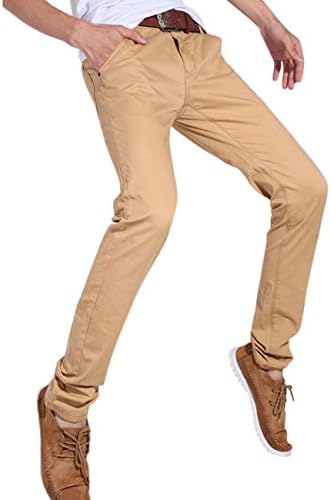 Donyan Men's Fashion slim Fit Cotton Casual Long Pants Khaki 40