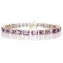 10k Yellow Gold Emerald Cut Amethyst Bracelet, 7"